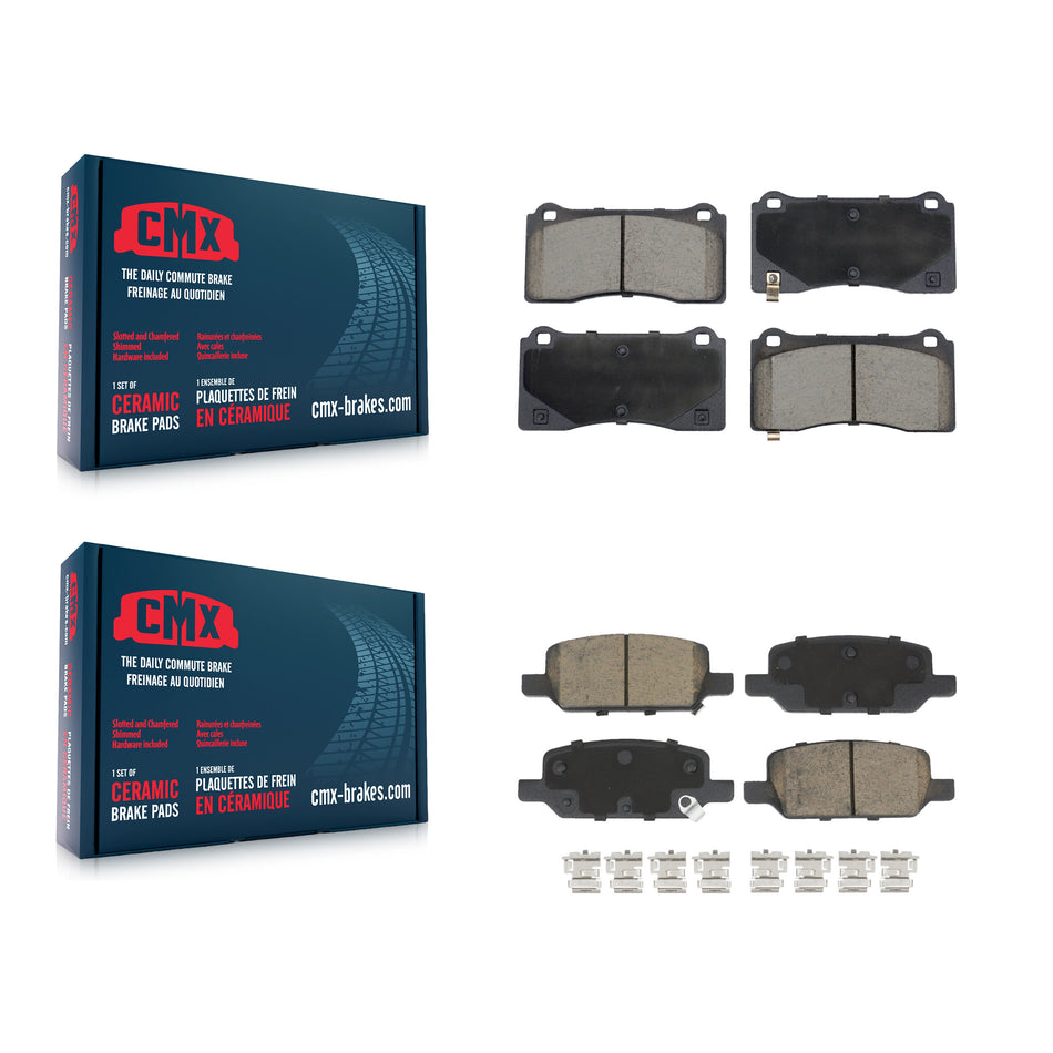 Front Rear Ceramic Brake Pads Kit For 2017-2023 Tesla 3 With Gray Painted Calipers KCX-100638