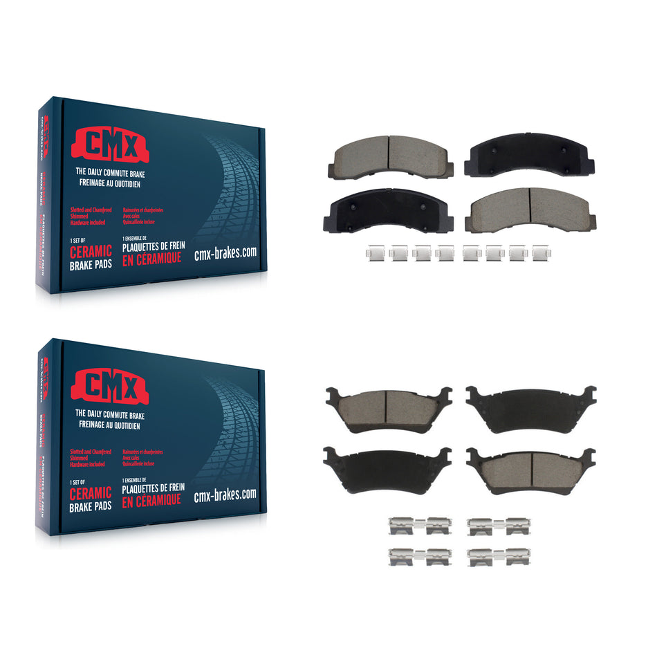 Front Rear Ceramic Brake Pads Kit For 2018-2020 Ford F-150 With Manual Parking KCX-100644