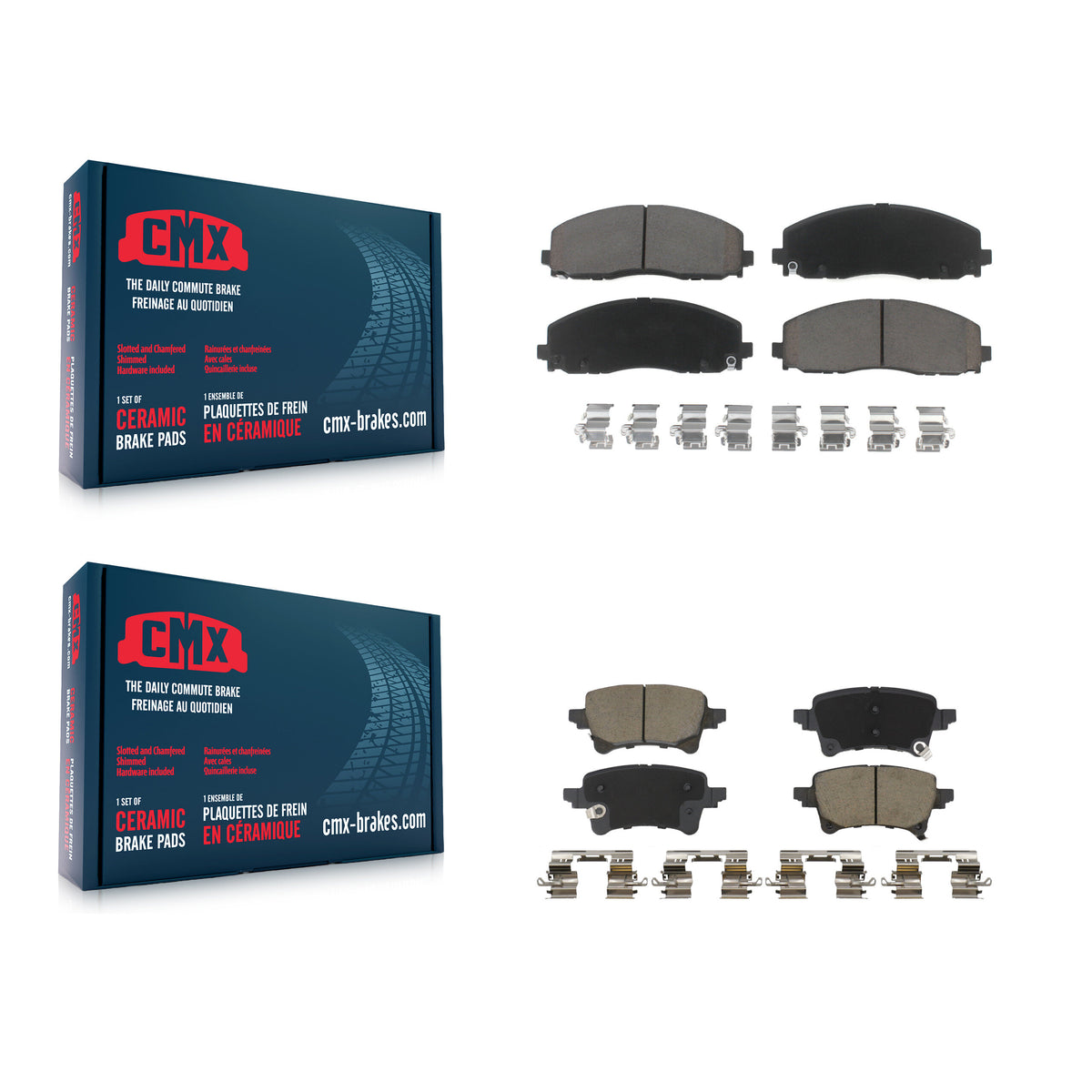 Front Rear Ceramic Brake Pads Kit For Jeep Wrangler Gladiator KCX-100708