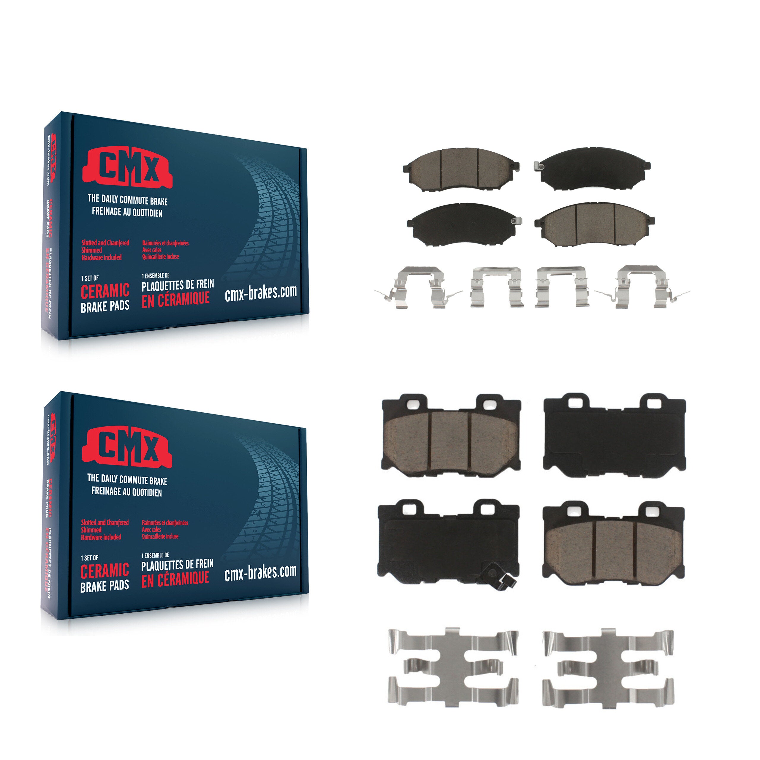 Front Rear Ceramic Brake Pads Kit For Nissan 370Z INFINITI M37 QX70 Q70 Q70L M56 M35h KCX-100721