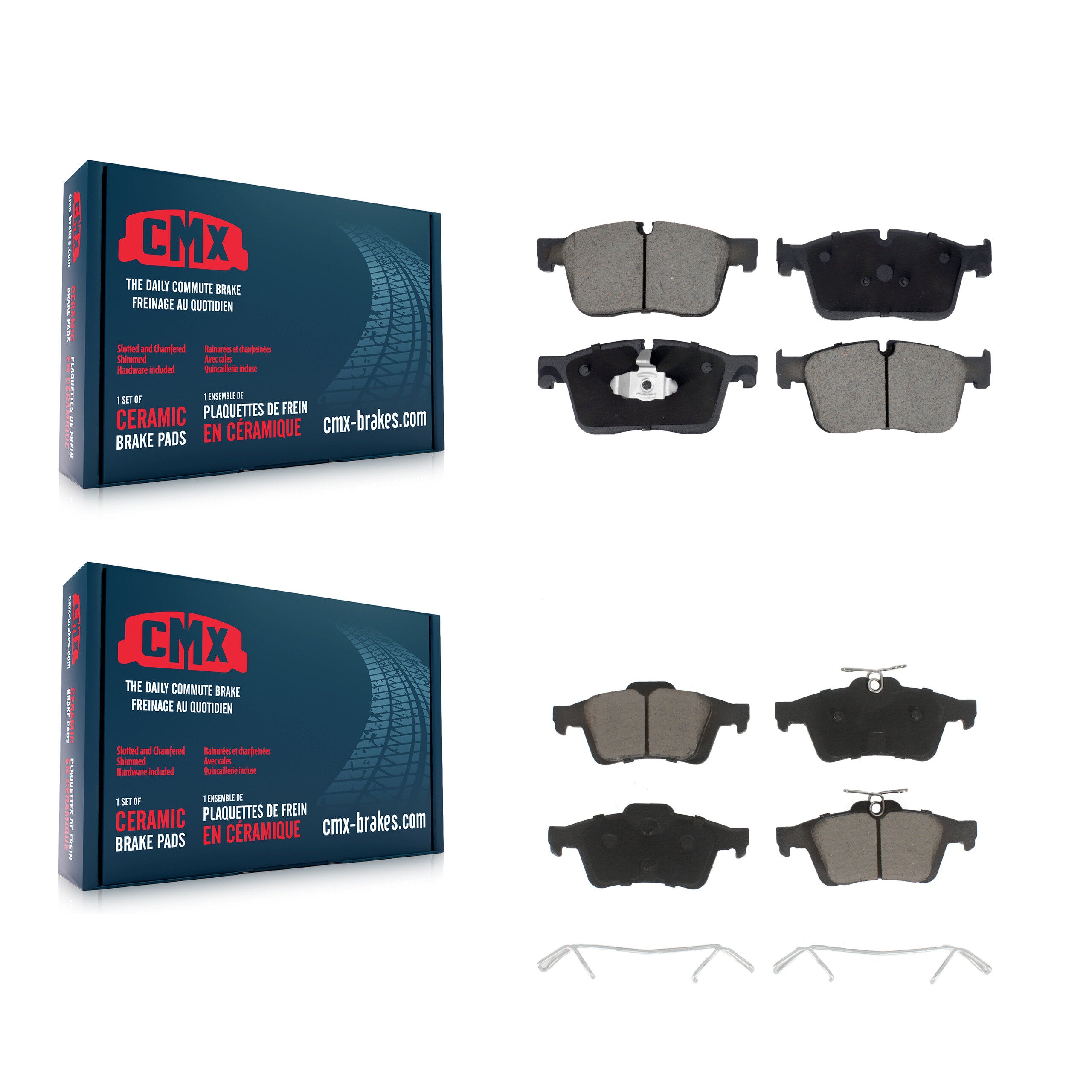 Front Rear Ceramic Brake Pads Kit For 2016 Jaguar XF With 355mm Diameter Rotor KCX-100725