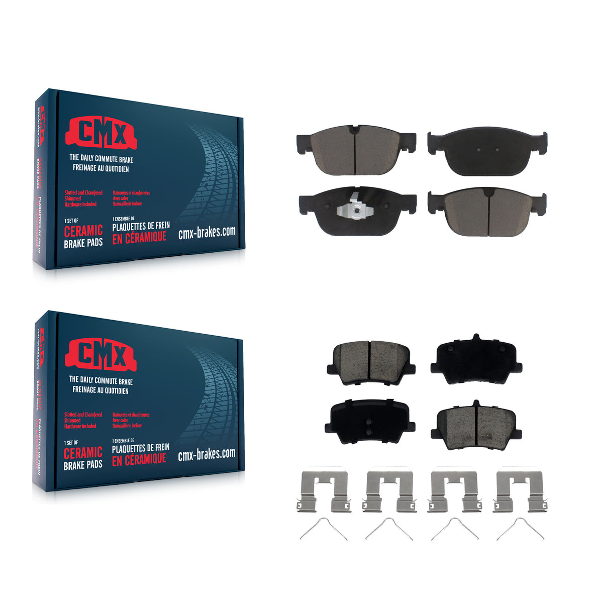 Front Rear Ceramic Brake Pad Kit For 2019-2023 Volvo XC40 With 345mm Diameter Rotor KCX-100728