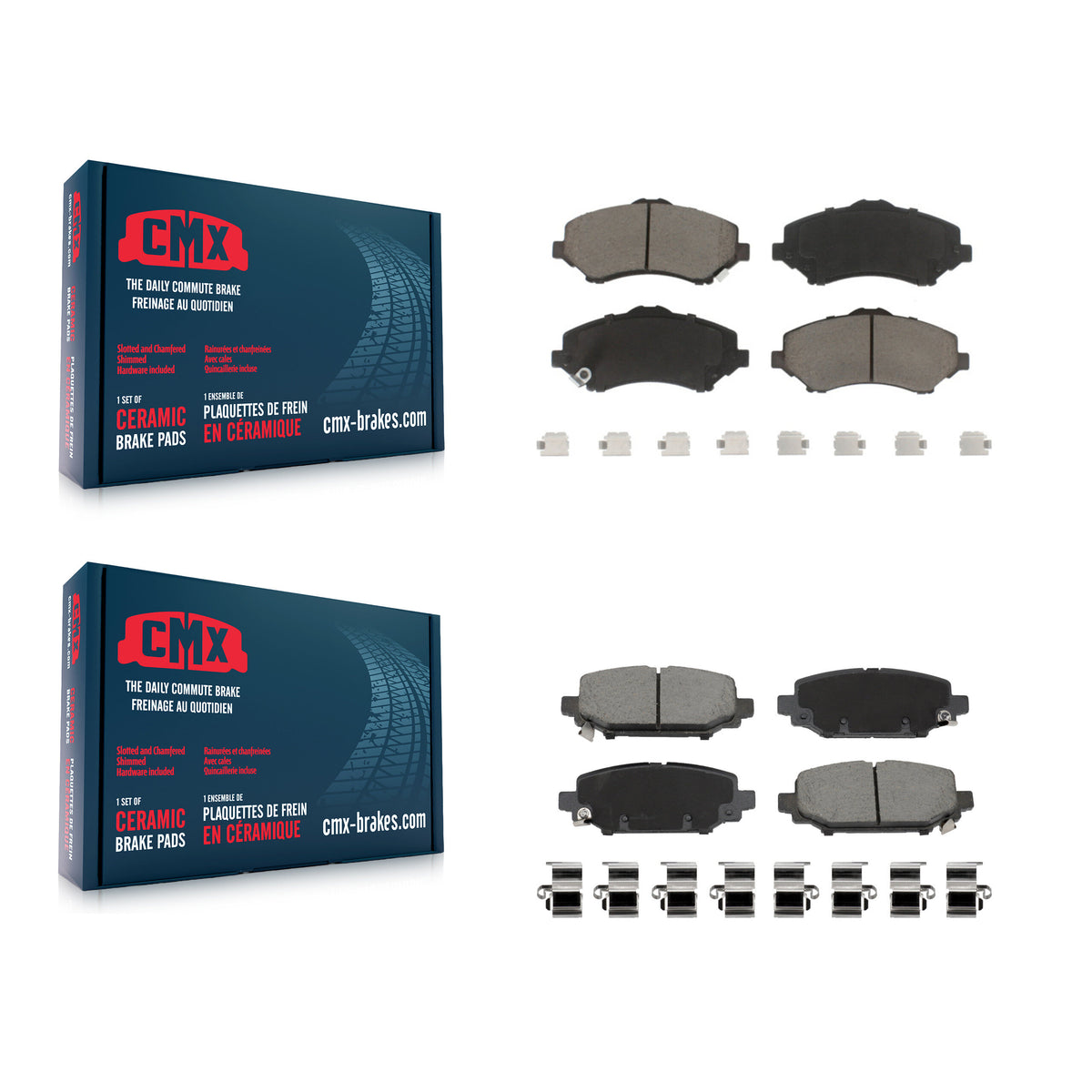 Front Rear Ceramic Brake Pads Kit For 18-20 Jeep Wrangler Sport Without Heavy Duty Brakes KCX-100733