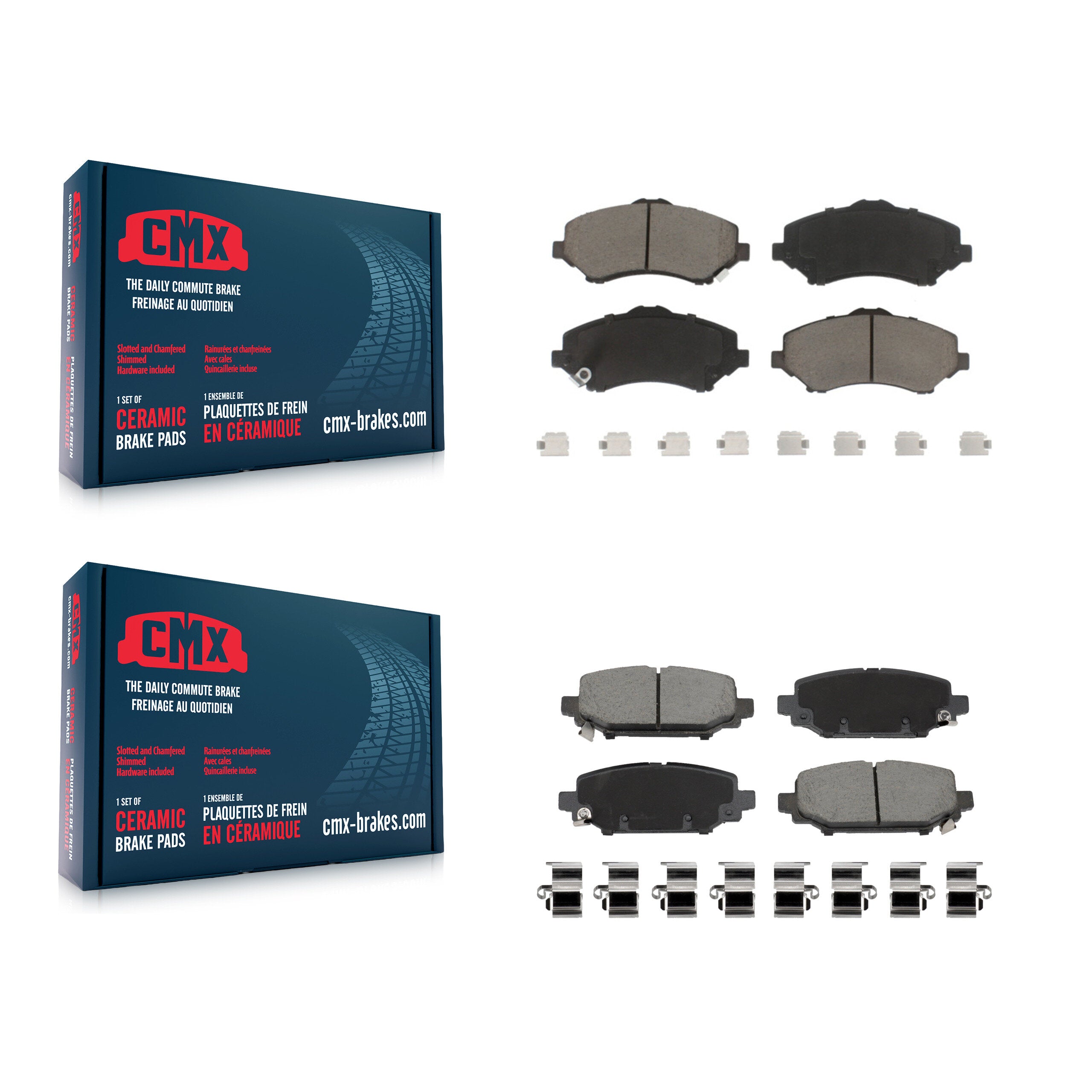 Front Rear Ceramic Brake Pads Kit For 18-20 Jeep Wrangler Sport Without Heavy Duty Brakes KCX-100733