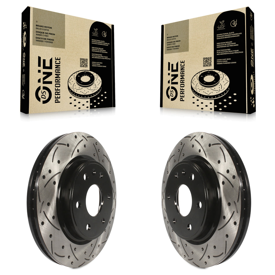 Front Coated Drilled Slotted Disc Brake Rotors Pair For Chevrolet Traverse GMC Acadia Buick Enclave Saturn Outlook Limited KD-100003