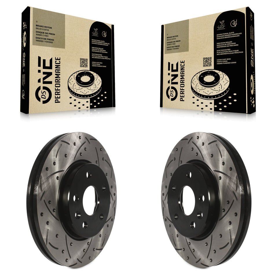 Front Coated Drilled Slotted Disc Brake Rotors Pair For Chevrolet Cruze Sonic Limited Volt Bolt EV EUV KD-100006
