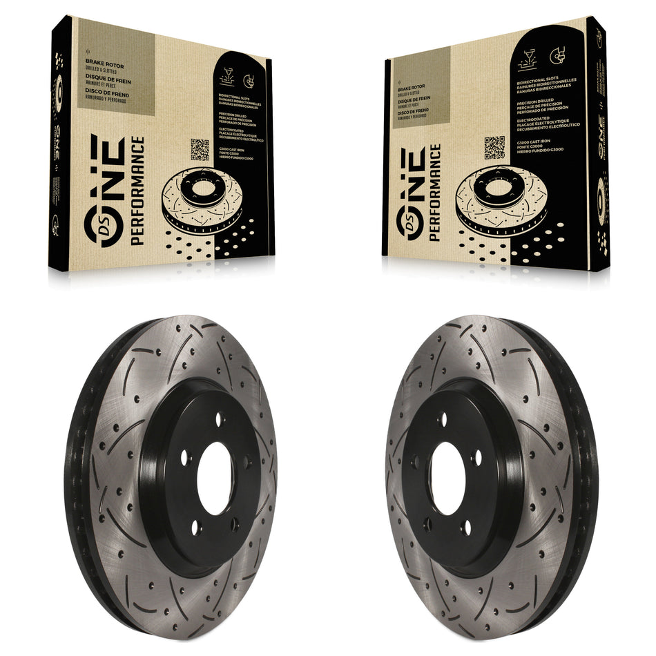 Front Coated Drilled Slotted Disc Brake Rotors Pair For Ford Mustang KD-100011