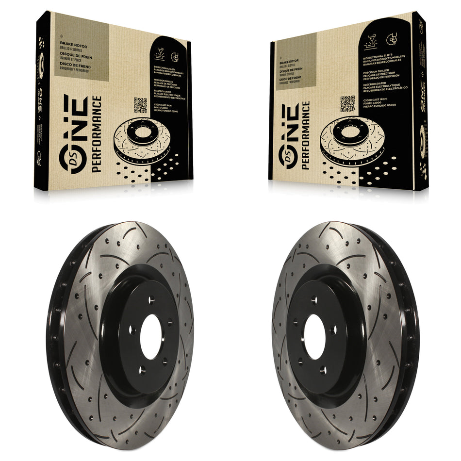 Front Coated Drilled Slotted Disc Brake Rotors Pair For Ford Mustang KD-100012