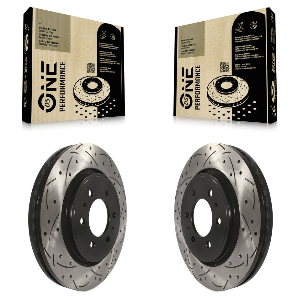 Front Coated Drilled Slotted Disc Brake Rotors Pair For Ford F-150 Expedition Lincoln Navigator KD-100013