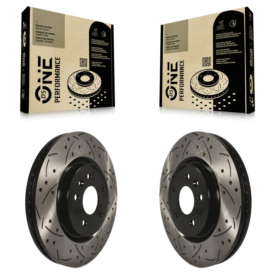 Front Coated Drilled Slotted Disc Brake Rotors Pair For Ford Explorer Taurus Flex Lincoln MKS MKT KD-100014