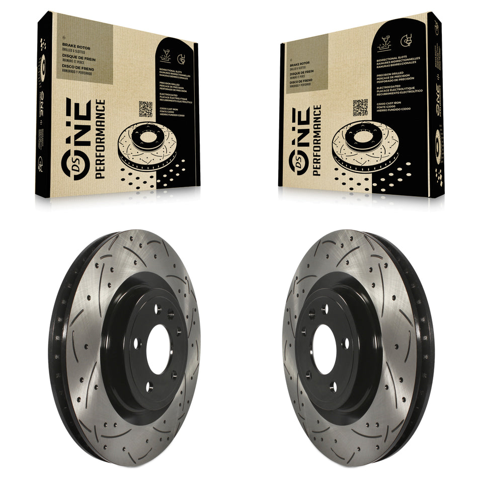 Front Coated Drilled Slotted Disc Brake Rotors Pair For Ford Mustang KD-100016