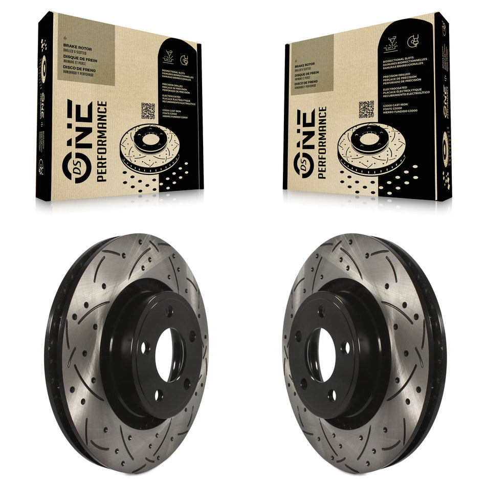 Front Coated Drilled Slotted Disc Brake Rotors Pair For Ford Mustang KD-100022