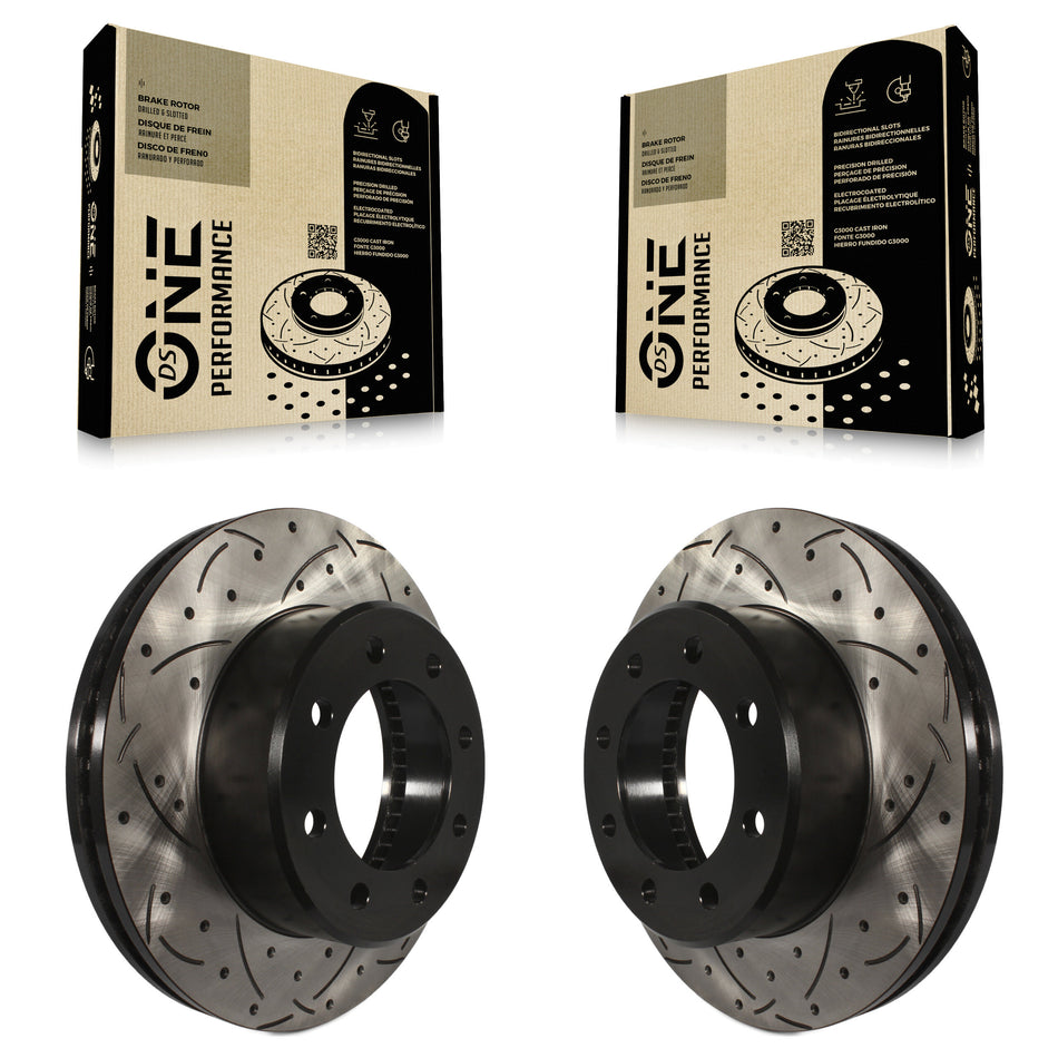 Front Coated Drilled Slotted Disc Brake Rotors Pair For Ram 2500 3500 1500 Dodge KD-100032