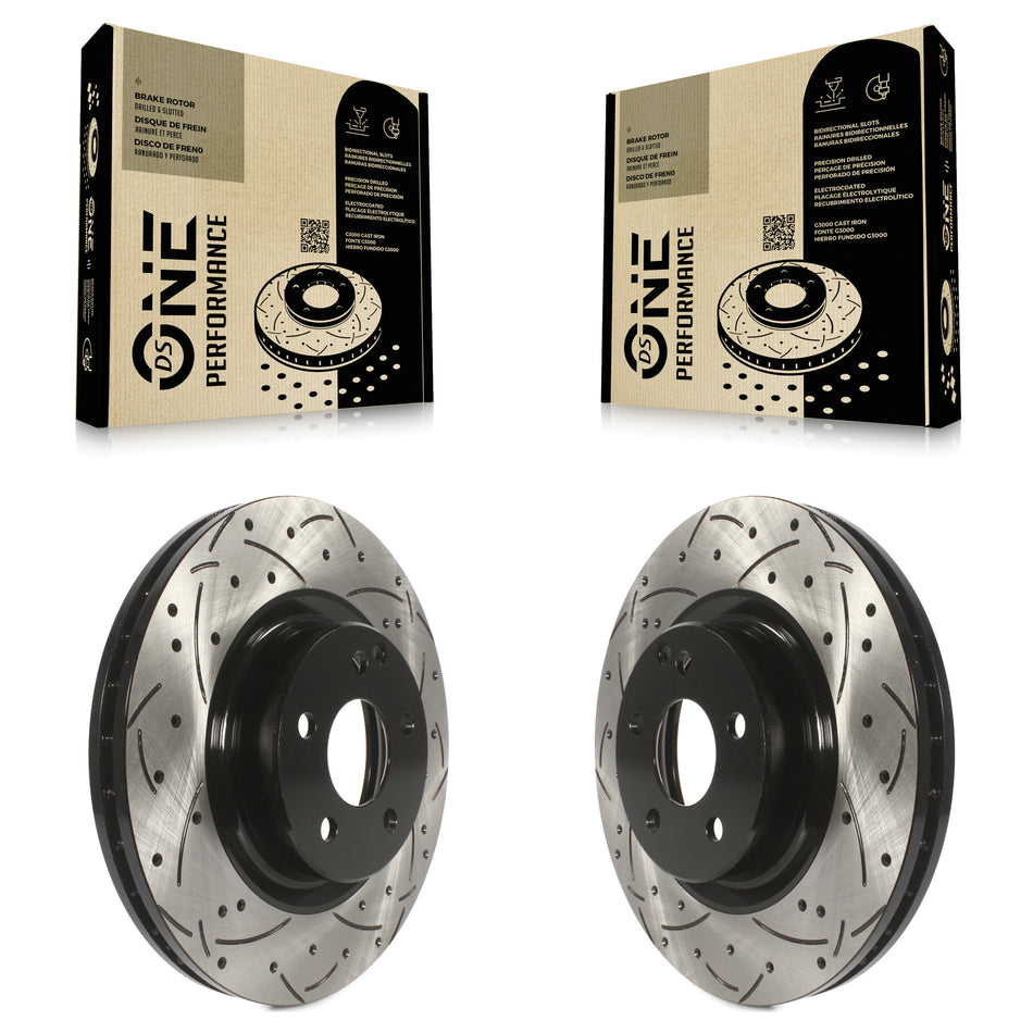Front Coated Drilled Slotted Disc Brake Rotors Pair For Mercedes-Benz GLK350 CLS550 CLS500 GLK250 E550 KD-100052