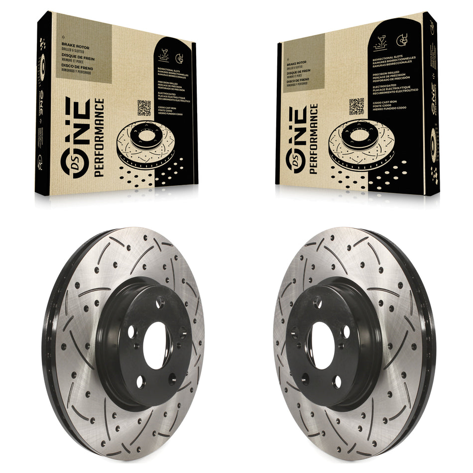 Front Coated Drilled Slotted Disc Brake Rotors Pair For Toyota Corolla Scion xD Matrix Pontiac Vibe KD-100062