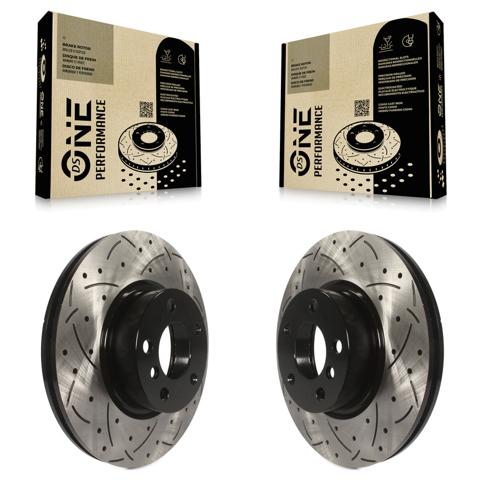 Front Coated Drilled Slotted Disc Brake Rotors Pair For BMW X3 X4 KD-100079