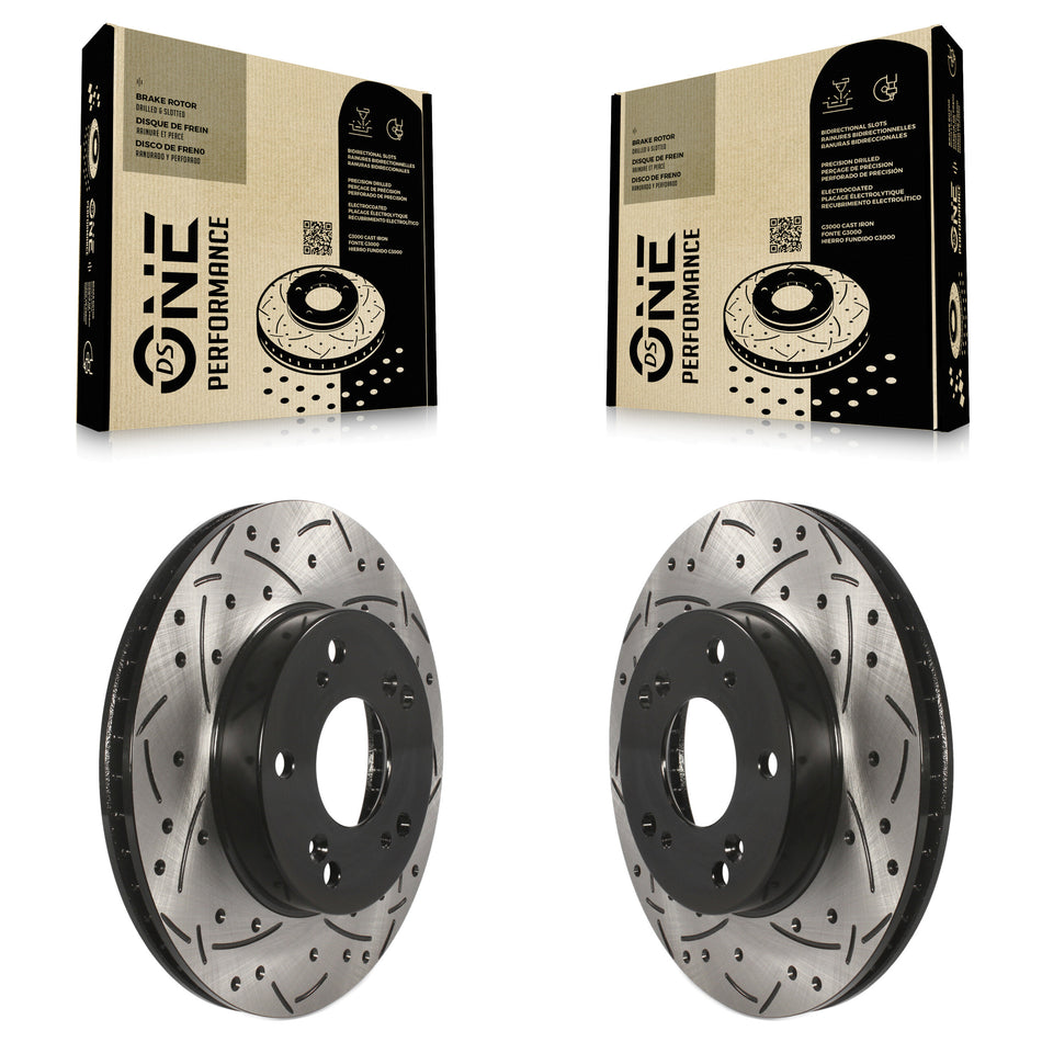 Front Coated Drilled Slotted Disc Brake Rotors Pair For Honda Civic Acura ILX KD-100084