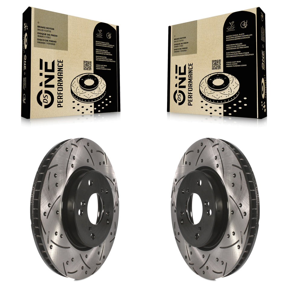 Front Coated Drilled Slotted Disc Brake Rotors Pair For Honda Accord Civic KD-100088
