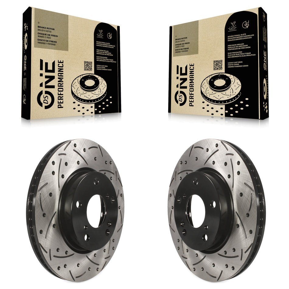 Front Coated Drilled Slotted Disc Brake Rotors Pair For Honda Civic Accord Insight KD-100100