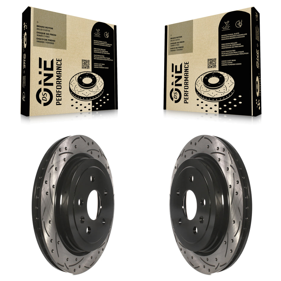 Rear Coated Drilled Slotted Disc Brake Rotors Pair For Chevrolet Camaro Cadillac CTS KD-100109