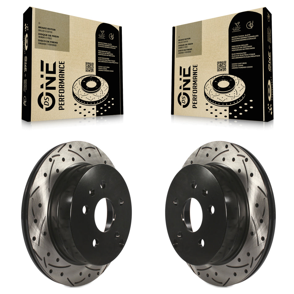 Rear Coated Drilled Slotted Disc Brake Rotors Pair For 2010-2017 Chevrolet Equinox GMC Terrain KD-100110