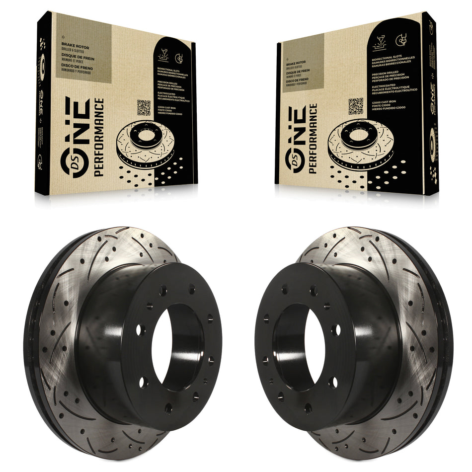 Rear Coated Drilled Slotted Disc Brake Rotors Pair For Chevrolet Silverado 2500 HD GMC Sierra 1500 3500 Suburban KD-100113