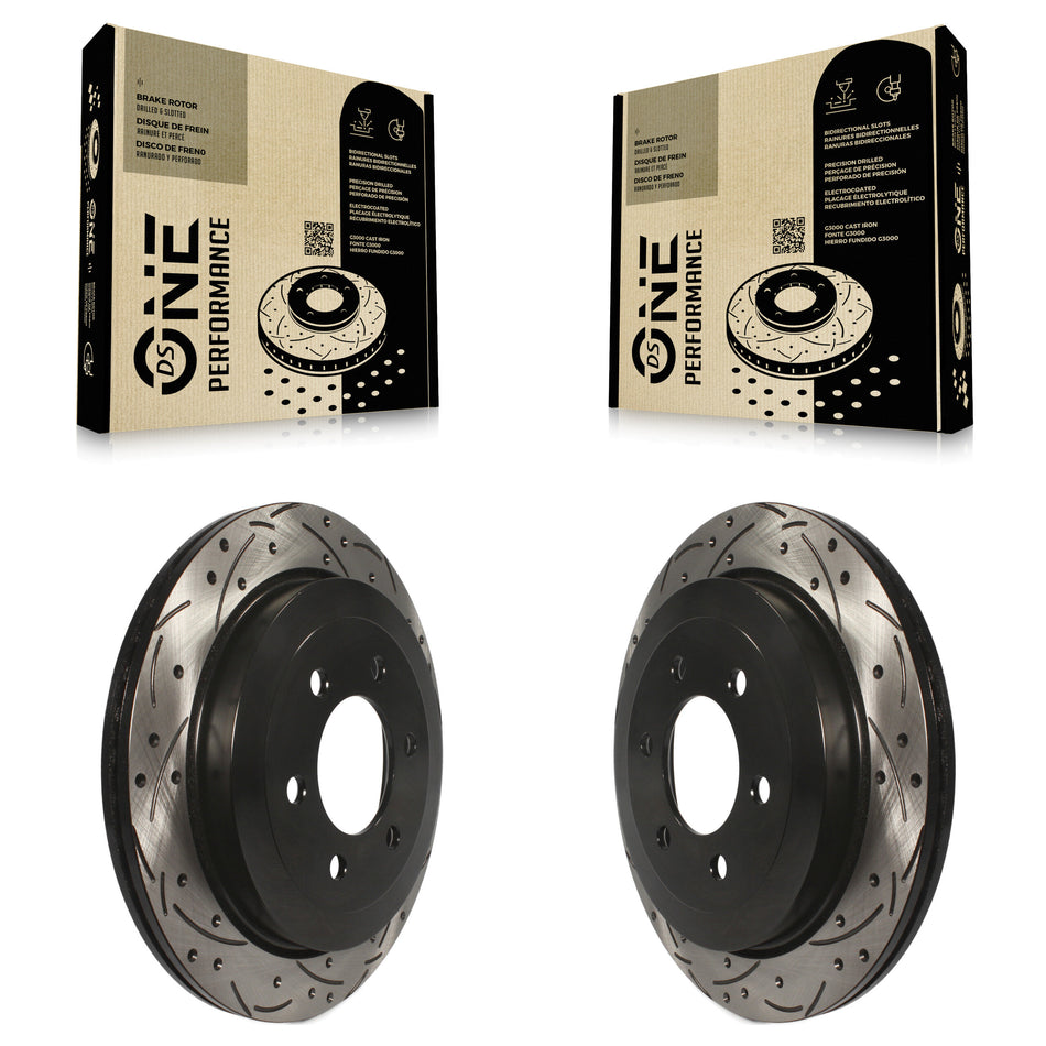 Rear Coated Drilled Slotted Disc Brake Rotors Pair For 2007-2017 Ford Expedition Lincoln Navigator KD-100120