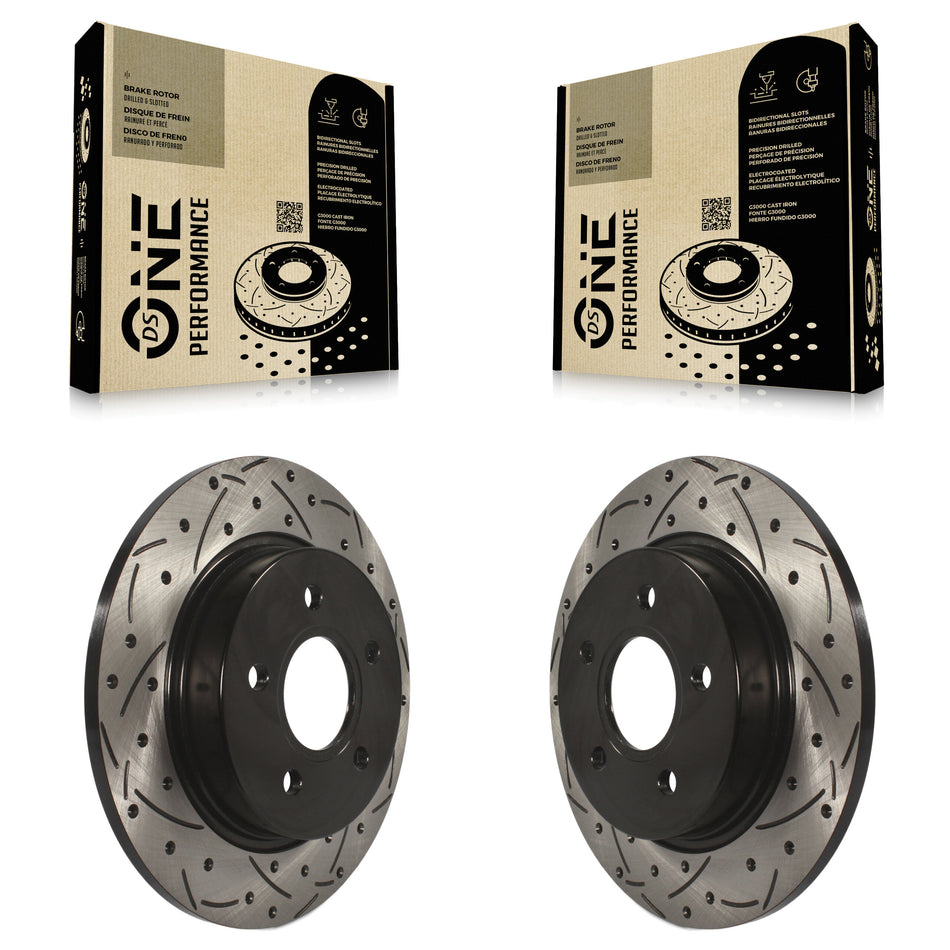 Rear Coated Drilled Slotted Disc Brake Rotors Pair For Ford Focus KD-100122