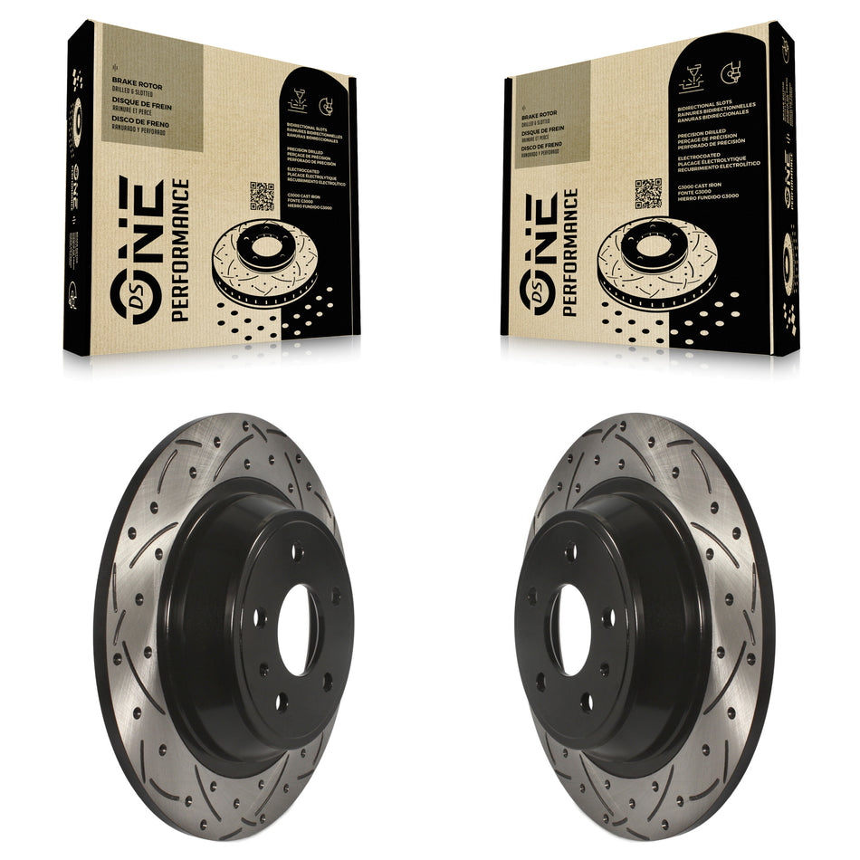 Rear Coated Drilled Slotted Disc Brake Rotors Pair For Ford Fusion Lincoln MKZ KD-100127