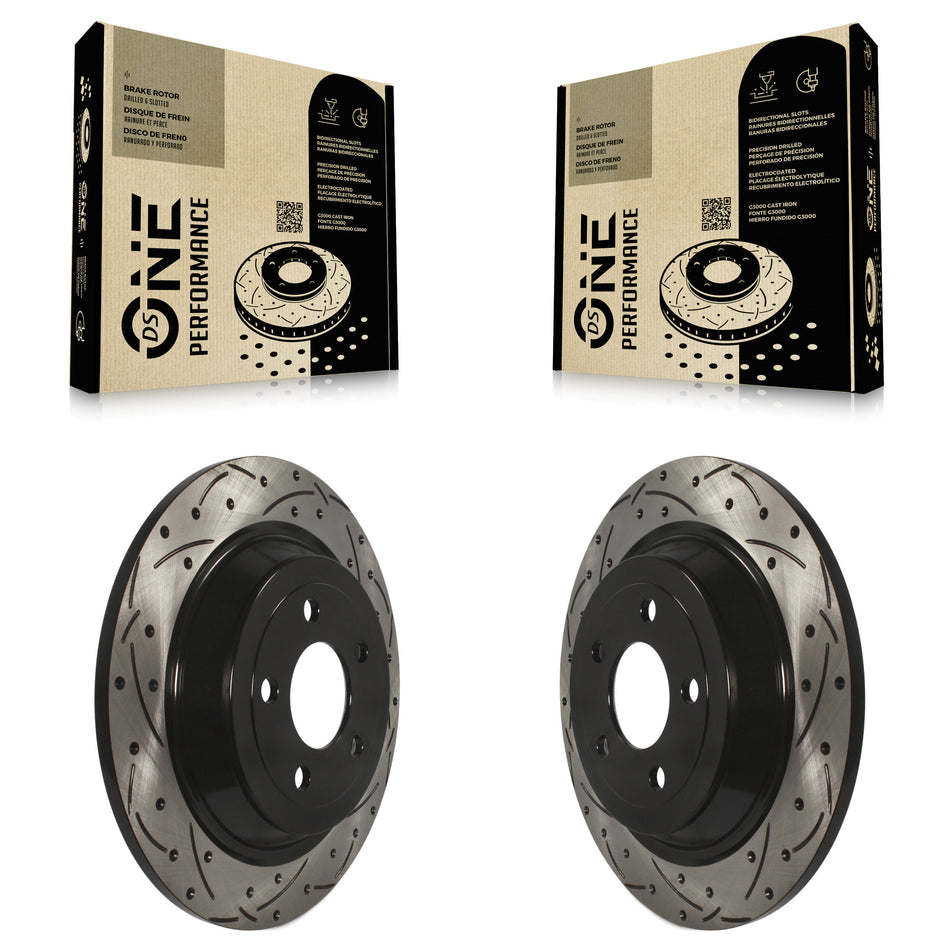 Rear Coated Drilled Slotted Disc Brake Rotors Pair For Ford Mustang KD-100130