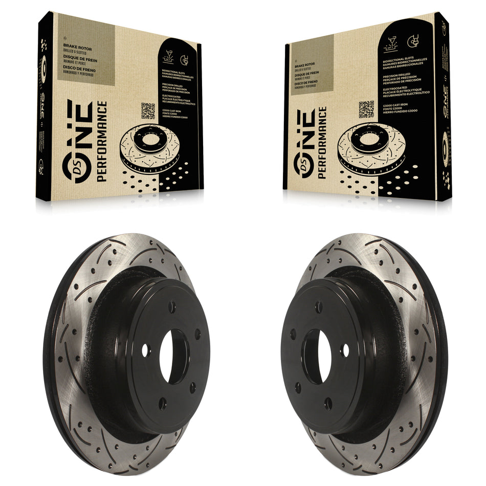 Rear Coated Drilled Slotted Disc Brake Rotors Pair For Ram 1500 Dodge Durango Classic Chrysler Aspen KD-100132