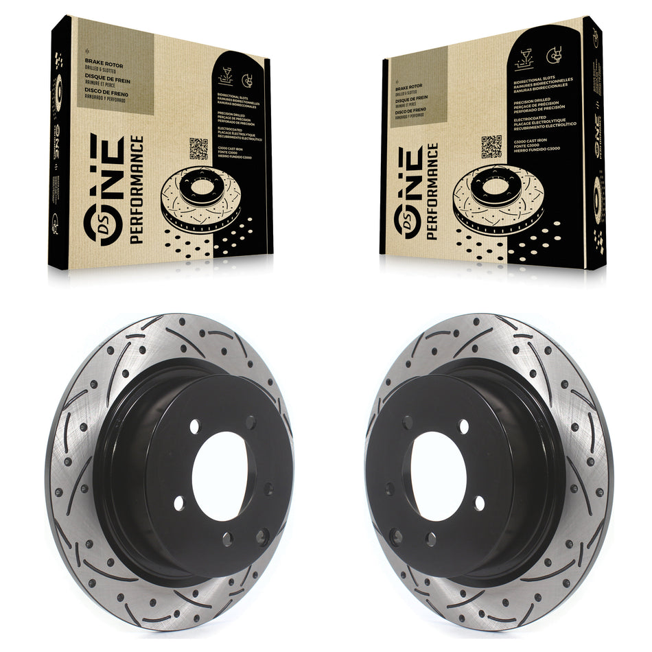 Rear Coated Drilled Slotted Disc Brake Rotors Pair For Jeep Patriot Dodge Chrysler Compass Avenger 200 Mitsubishi Sebring Lancer Caliber Outlander Sport RVR KD-100138