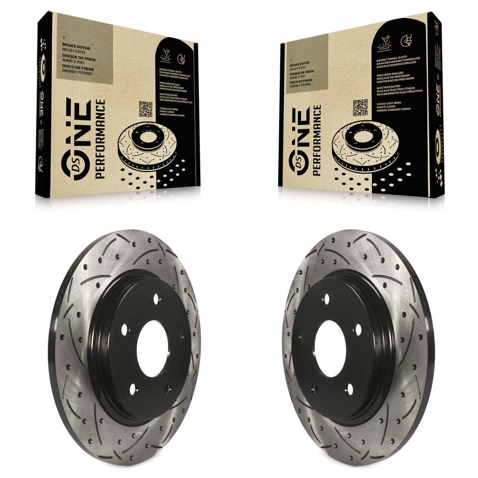 Rear Coated Drilled Slotted Disc Brake Rotors Pair For Dodge Grand Caravan Chrysler Town & Country Journey Volkswagen Routan Ram C/V KD-100139