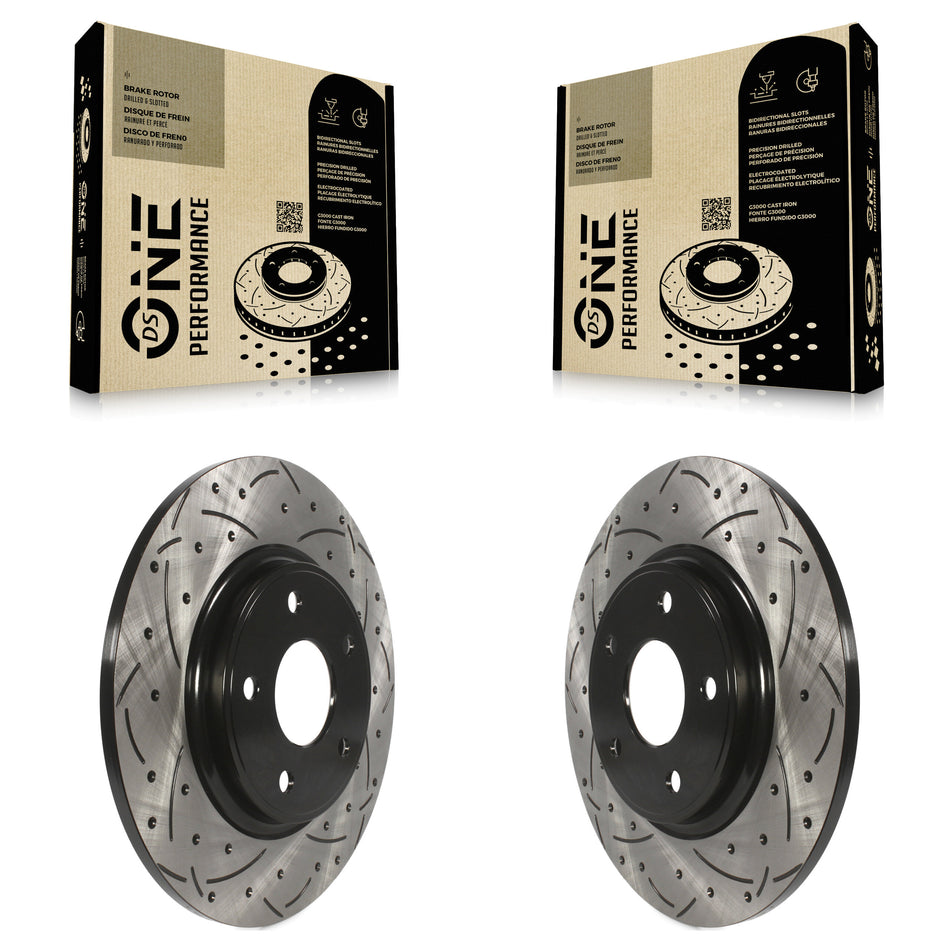 Rear Coated Drilled Slotted Disc Brake Rotors Pair For Dodge Grand Caravan Journey Chrysler Town & Country Ram C/V Volkswagen Routan KD-100143
