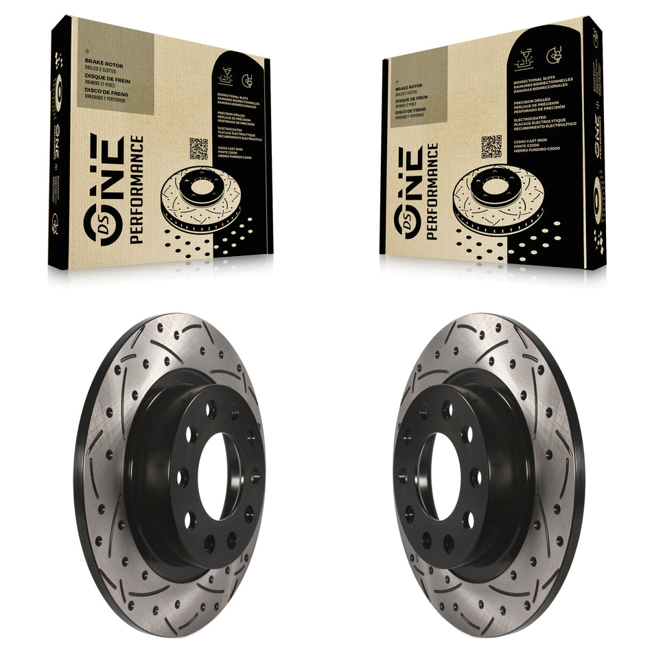 Rear Coated Drilled Slotted Disc Brake Rotors Pair For 2013-2016 Dodge Dart KD-100144