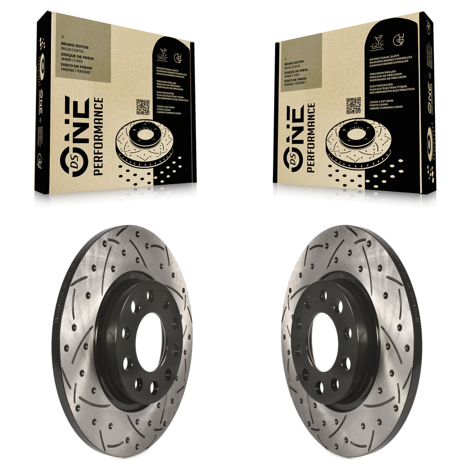 Rear Coated Drilled Slotted Disc Brake Rotors Pair For Jeep Cherokee Chrysler 200 KD-100145