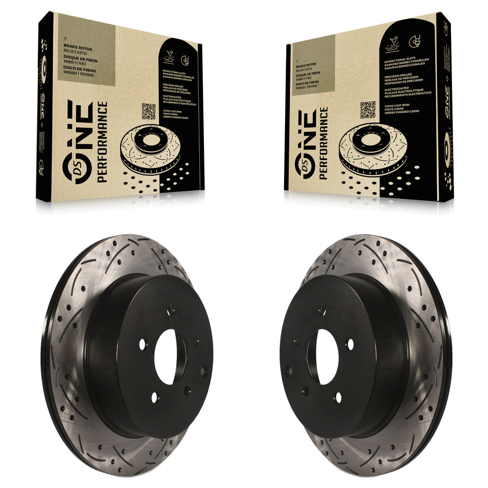 Rear Coated Drilled Slotted Disc Brake Rotors Pair For Nissan Murano INFINITI Pathfinder QX60 Q50 Quest FX35 JX35 Q60 M37 QX70 Q70 Q70L FX45 FX37 M56 M35h KD-100149