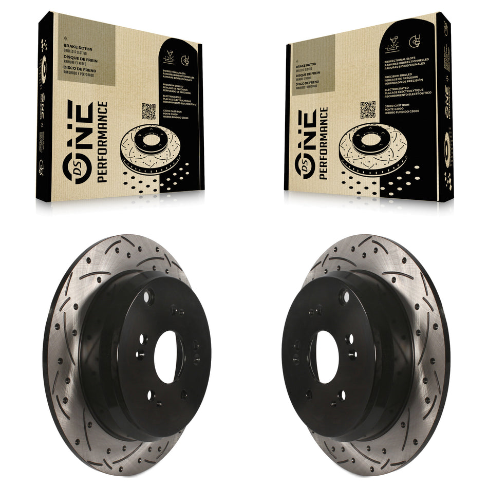 Rear Coated Drilled Slotted Disc Brake Rotors Pair For Honda CR-V Acura RDX KD-100151