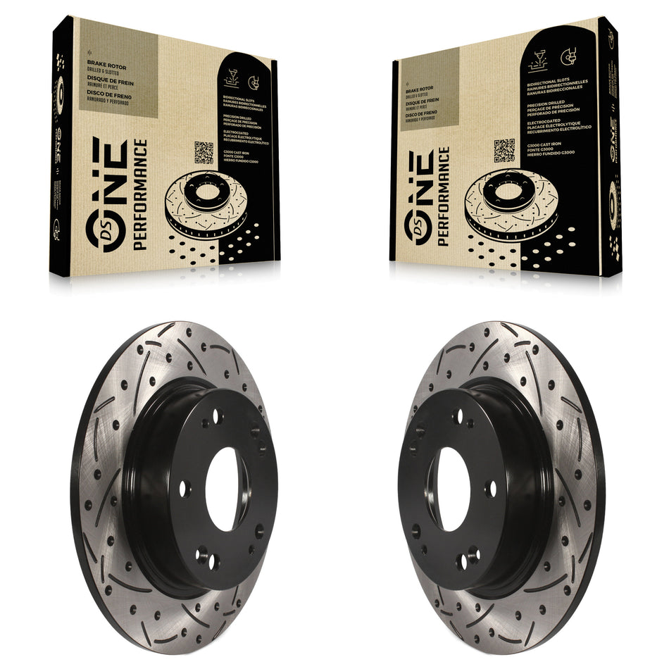 Rear Coated Drilled Slotted Disc Brake Rotors Pair For Honda Civic Acura ILX CSX KD-100153