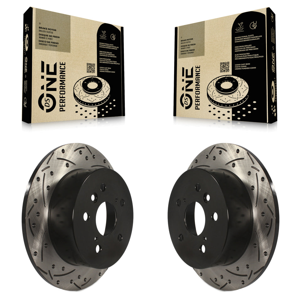 Rear Coated Drilled Slotted Disc Brake Rotors Pair For Toyota Camry Lexus ES350 Avalon KD-100155