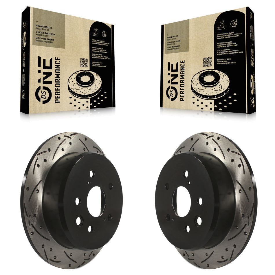 Rear Coated Drilled Slotted Disc Brake Rotors Pair For Lexus IS250 KD-100157
