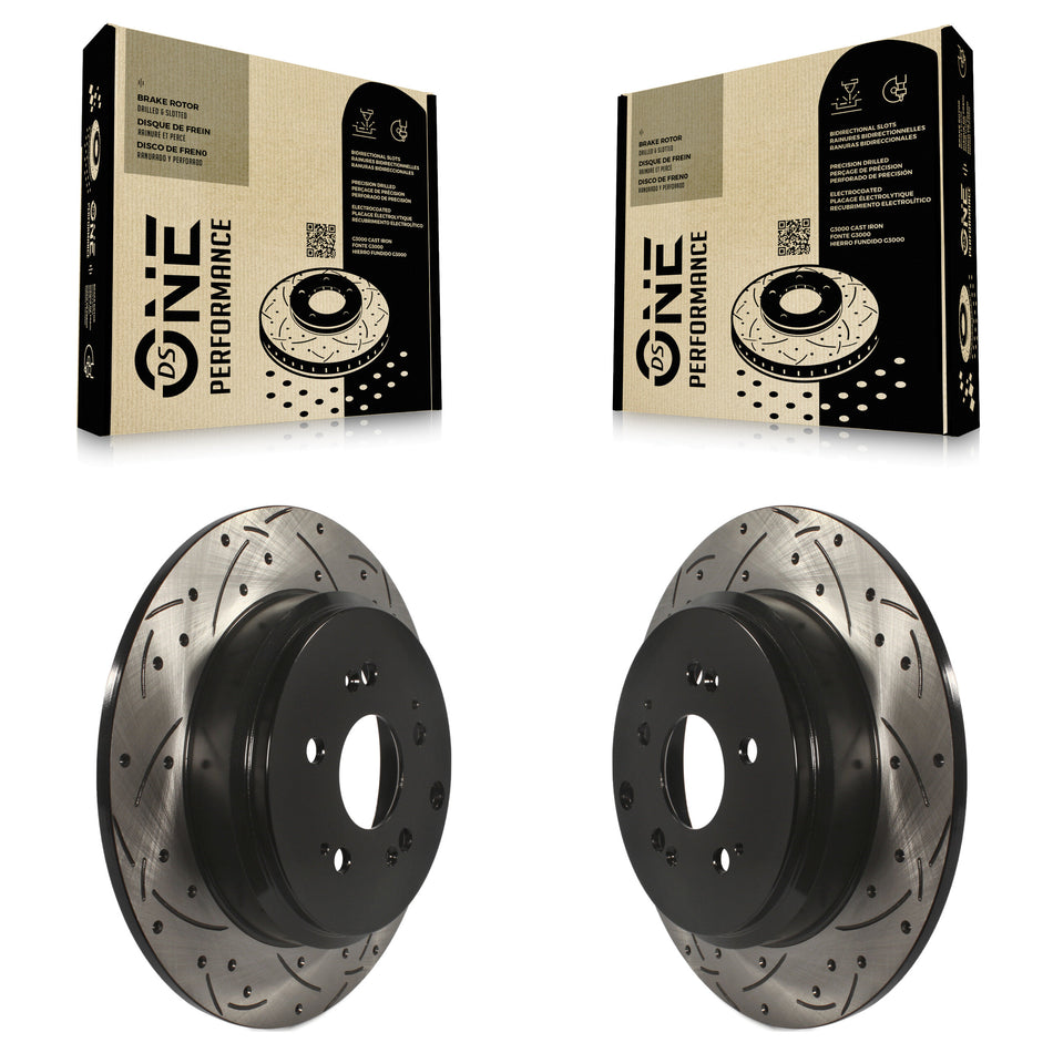 Rear Coated Drilled Slotted Disc Brake Rotors Pair For Honda Odyssey Pilot Acura MDX ZDX KD-100158