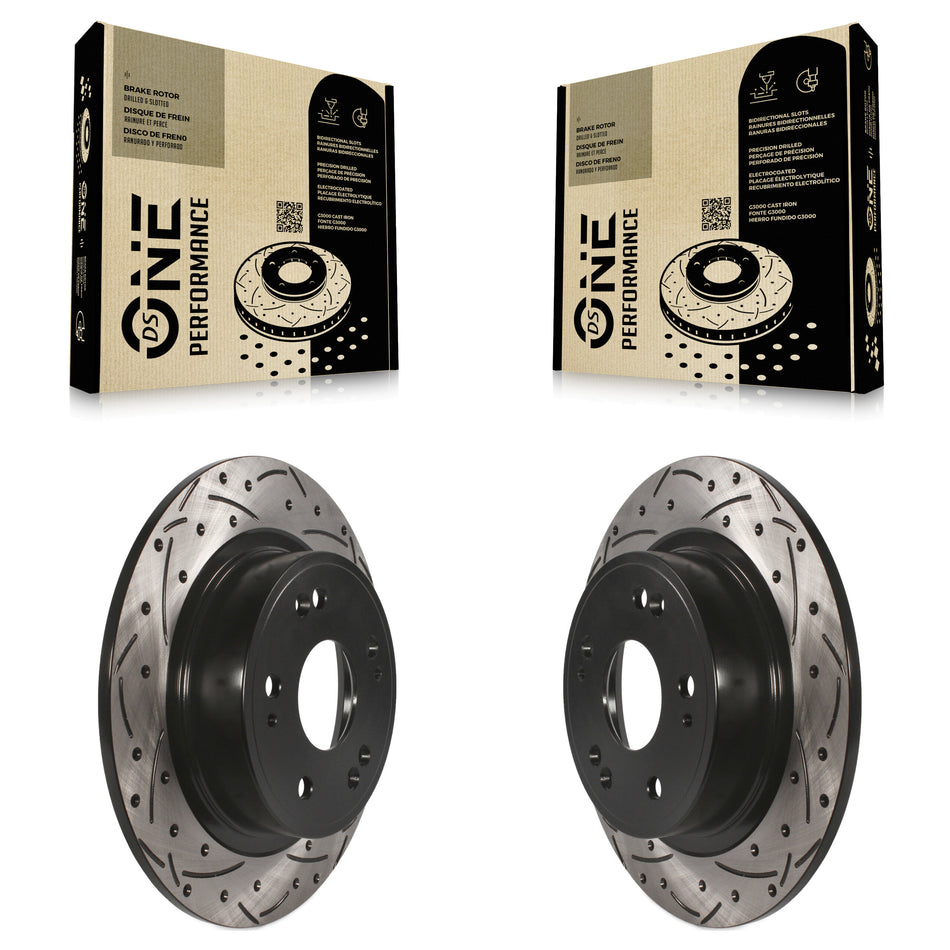 Rear Coated Drilled Slotted Disc Brake Rotors Pair For Honda Accord HR-V Acura TSX ILX KD-100159