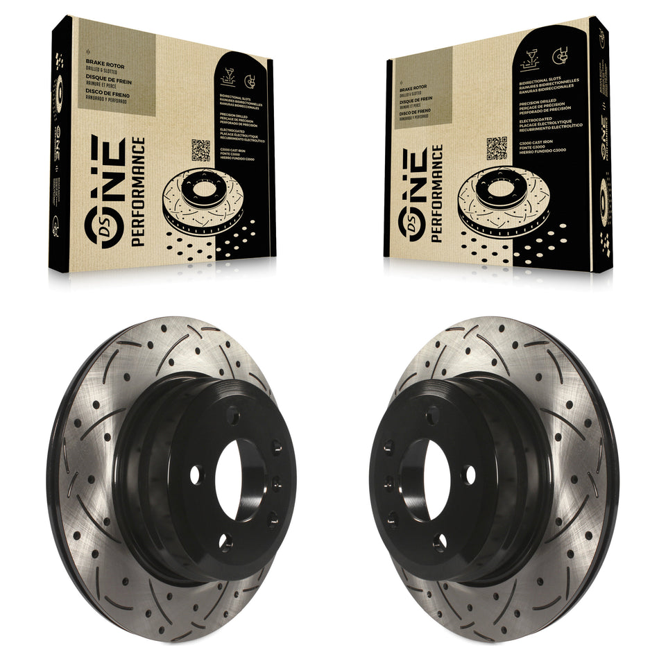 Rear Coated Drilled Slotted Disc Brake Rotors Pair For BMW X5 X6 KD-100162