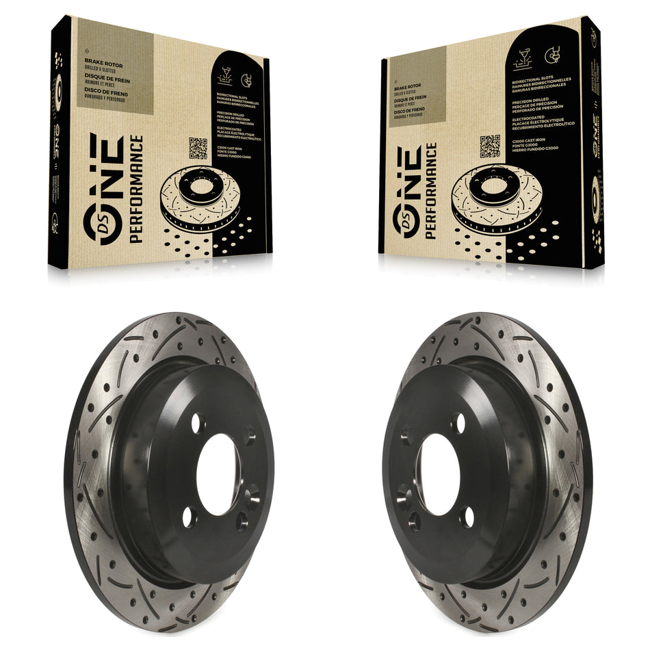 Rear Coated Drilled Slotted Disc Brake Rotors Pair For Mini Cooper KD-100164