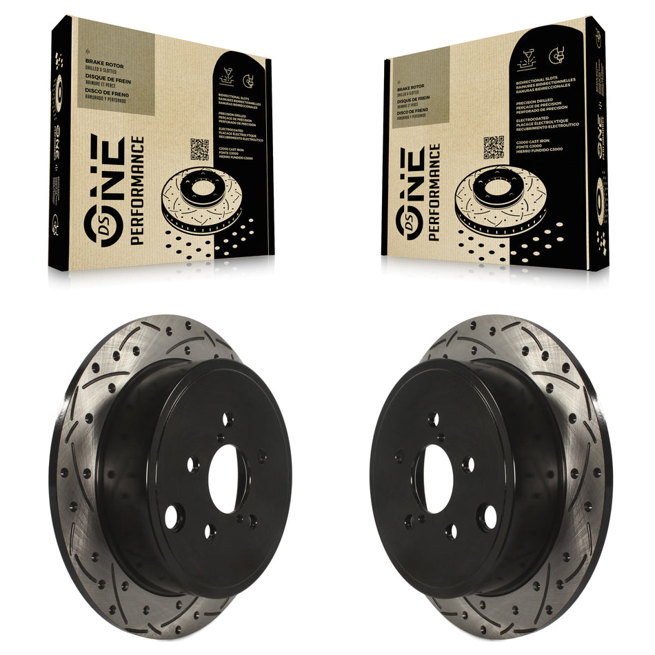 Rear Coated Drilled Slotted Disc Brake Rotors Pair For Subaru Outback Impreza Forester Legacy Scion FR-S BRZ WRX KD-100165