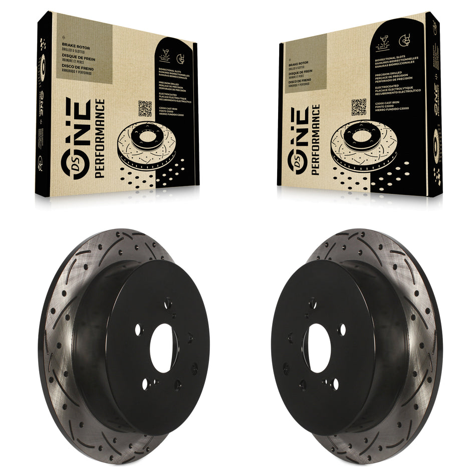 Rear Coated Drilled Slotted Disc Brake Rotors Pair For Toyota Highlander Sienna Lexus RX350 RX450h KD-100170