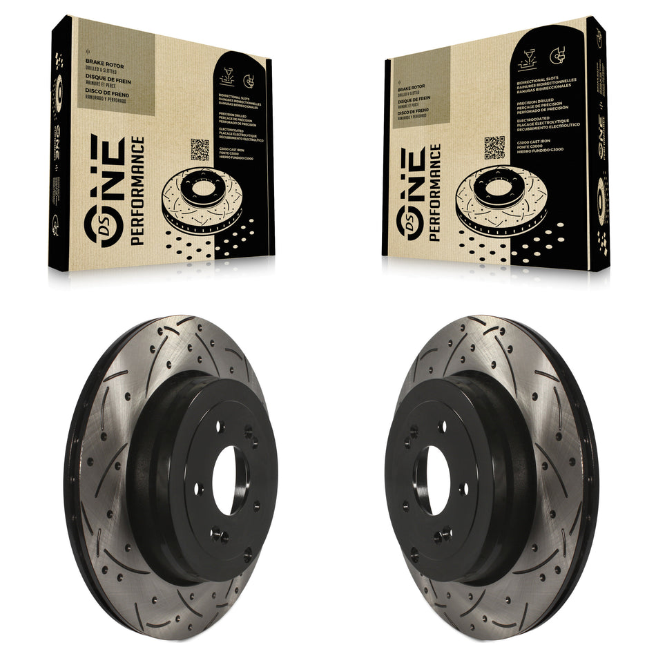 Rear Coated Drilled Slotted Disc Brake Rotors Pair For Hyundai Genesis Coupe KD-100171