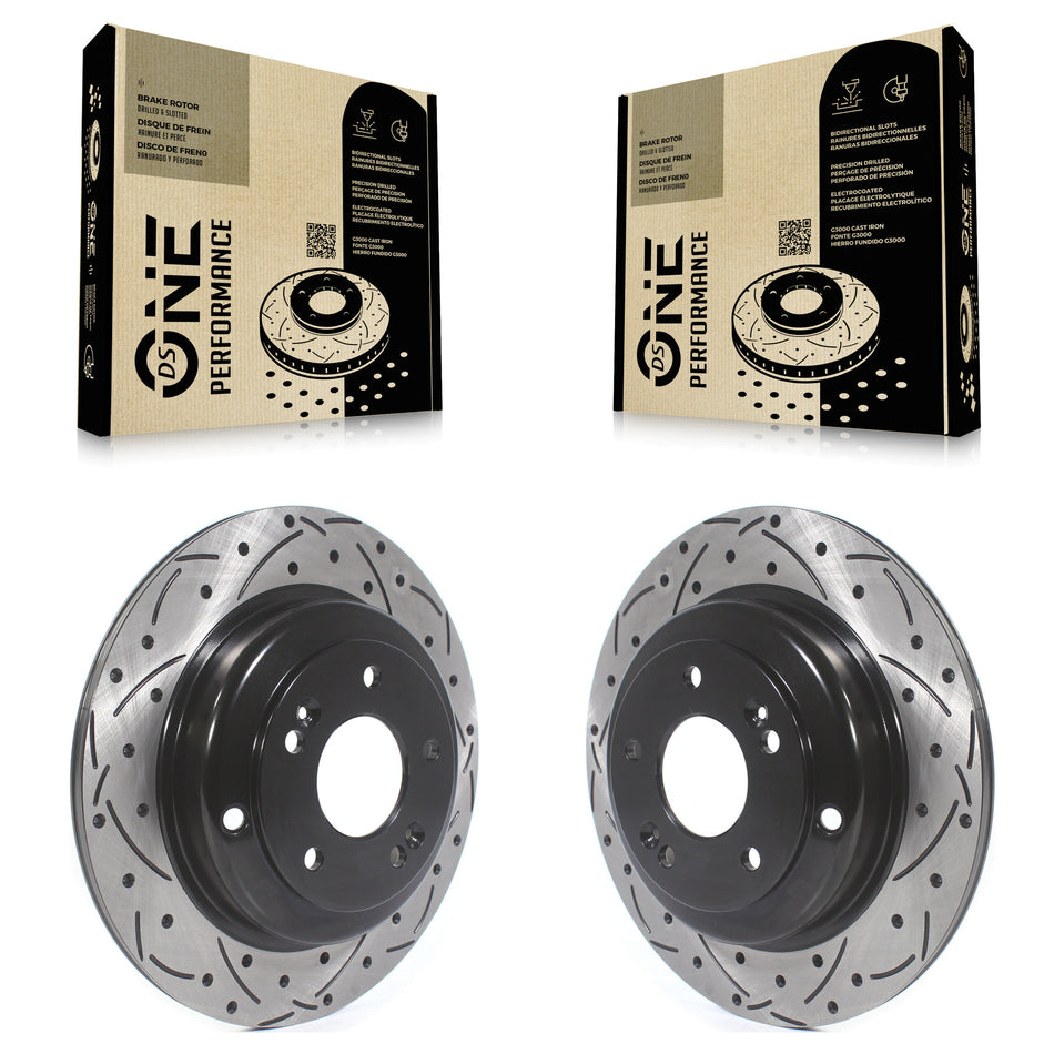 Rear Coated Drilled Slotted Disc Brake Rotors Pair For Hyundai Genesis Coupe KD-100172