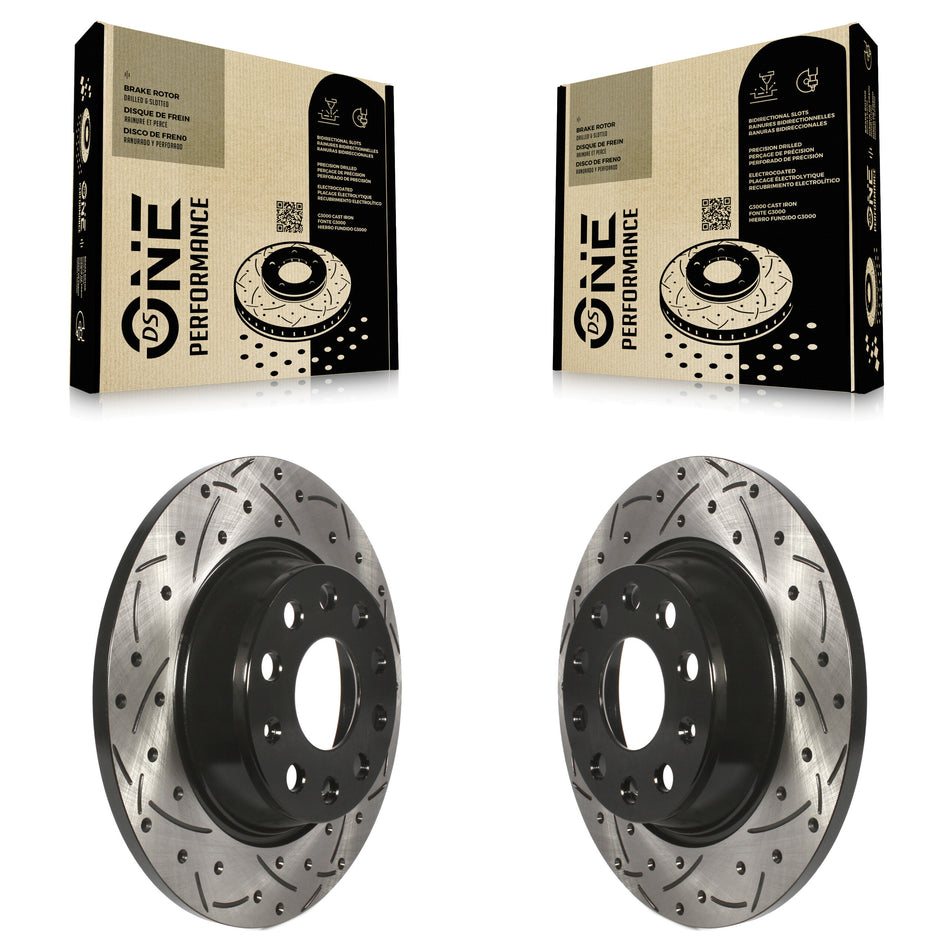 Rear Coated Drilled Slotted Disc Brake Rotors Pair For Volkswagen Tiguan CC Jetta Audi Passat GTI A3 Eos Q3 Limited Quattro KD-100176